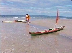 Landing on the sand bank, Walker Passage