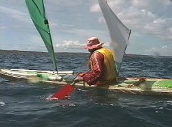 Kaurie under sail, near Hunter Island