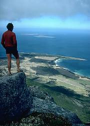 Ian om the summit, loking to Trousers Point