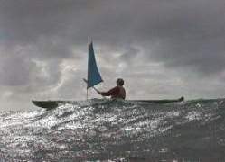 Mick in waves, Banks Strait