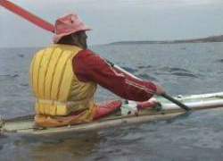 Laurie paddling,Hamilton Road, Preservation Is.