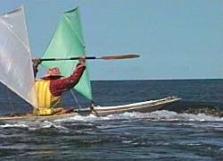 Laurie in the swift current, Sea Lion Narrows