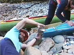 Rudder repairs, Deadmans Cove