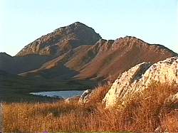 Morning sun on Mt Rugby, Bathurst Harbour