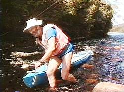 Jeff hauling the double up the Old River