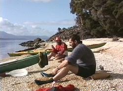 Lunch on Steadmans' Beach, Macquarie Harbour