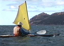 Grant sailing across Schouten Passage